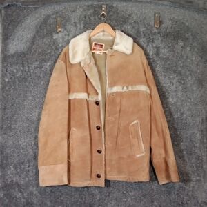 PIONEER Wear Vintage Suede Sherpa Lined Rancher Cabin Core Mens Sz 46